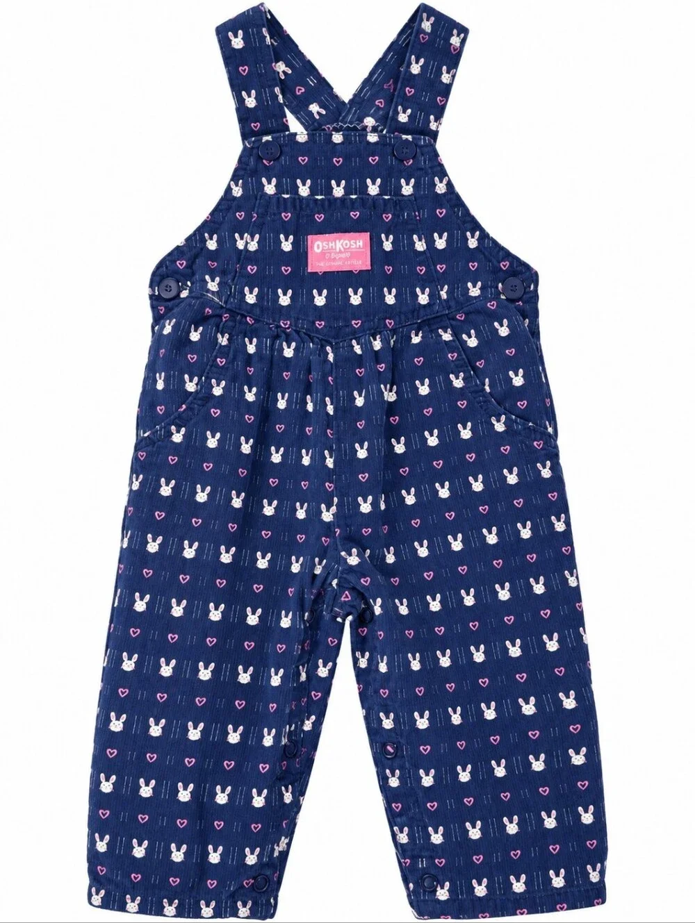 Vintage OshKosh B’gosh Girls Bunny Rabbit Heart Overalls Navy Blue Vestbak 24m